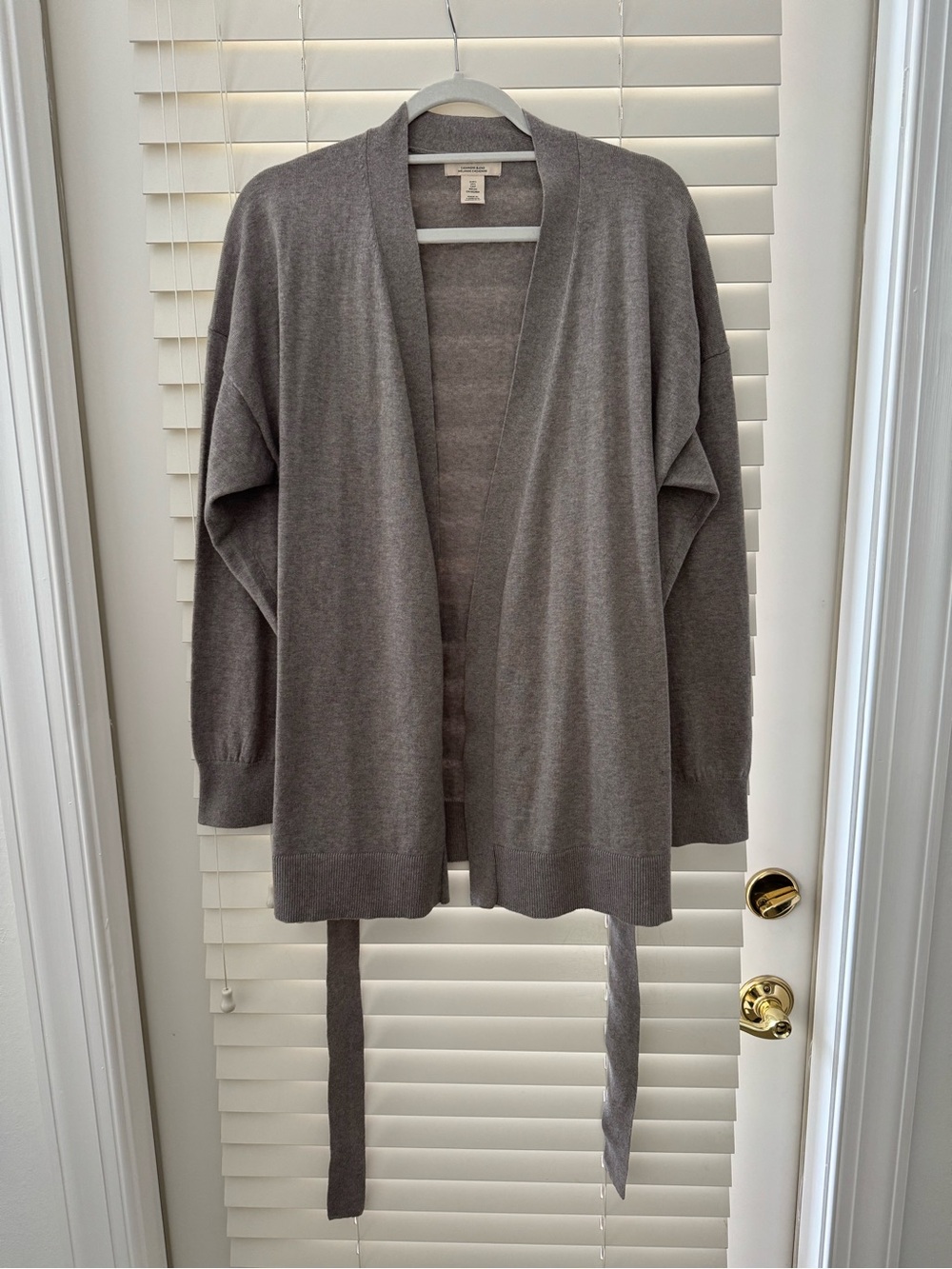 H&M Gray Brown Cotton Cashmere Cardigan with Tie Belt - Picture 2 of 6